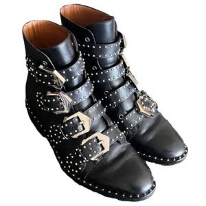Givenchy Elegant Multi-Buckle Studded Leather Ankle Boots